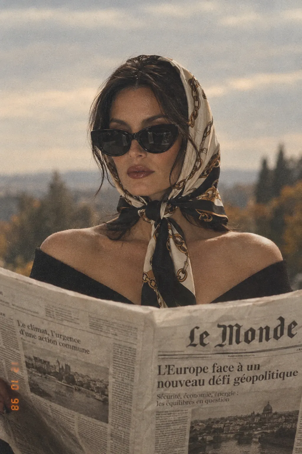 A woman reading the morning gazette